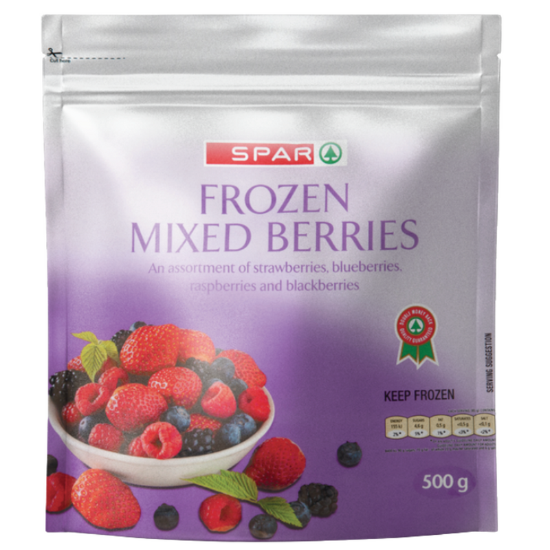 350g Choice Grade frozen mixed berries packet packaged by Spar